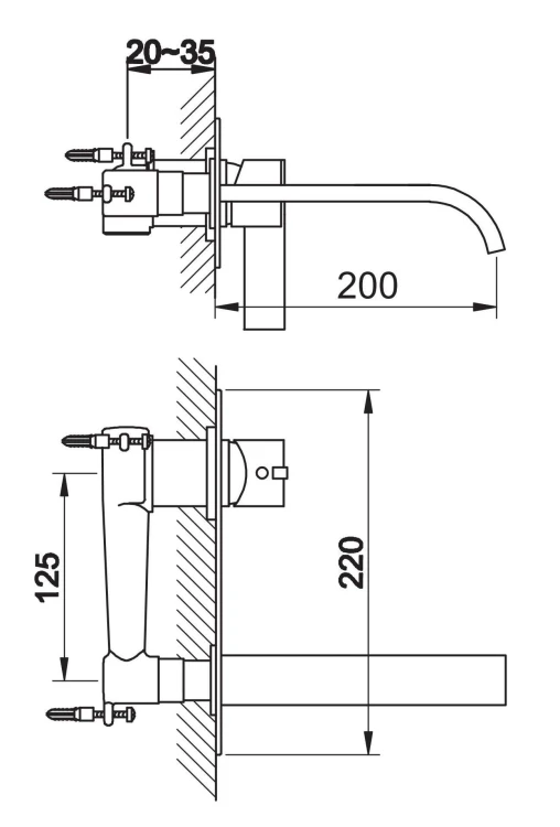 Bateria umywalkowa podtynkowa KOHLMAN Dexame QW188D