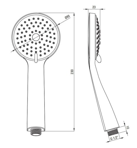 Słuchawka prysznicowa 3-funkcyjna Boro Deante czarna NERN5RS