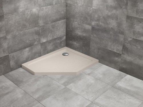Brodzik pięciokątny Radaway Doros PT E 90x80x5 Stone kaszmirowy prawy