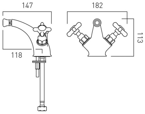 Bateria bidetowa z korkiem Axbridge Cross Chrom Vado