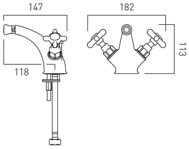 Bateria bidetowa z korkiem Axbridge Cross Chrom Vado
