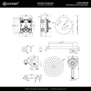 Zestaw prysznicowy lugo z04mgm deszczownica 25cm mieszacz słuchawka prysznicowa gunmetal