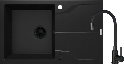 Zlewozmywak granitowy z baterią 1-komorowy z ociekaczem Andante Deante