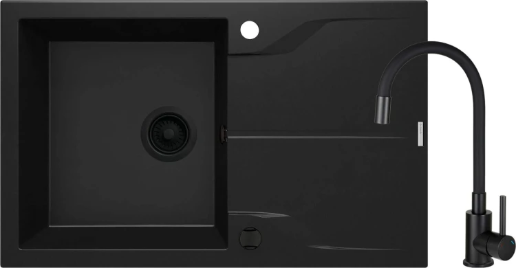 Zlewozmywak granitowy z baterią 1-komorowy z ociekaczem Andante Deante