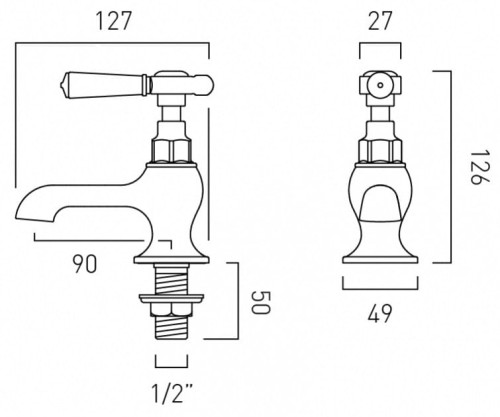 Para baterii umywalkowych Axbridge Lever Chrom Vado