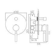 Bateria VADO ORIGINS prysznicowa podtynkowa z przełącznikiem czarna szczotkowana