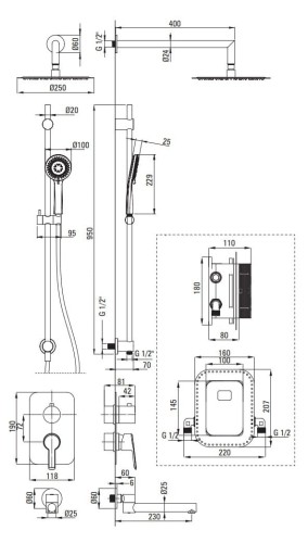 Zestaw prysznicowy z BOXem mieszaczowym Arnika Deante titanium