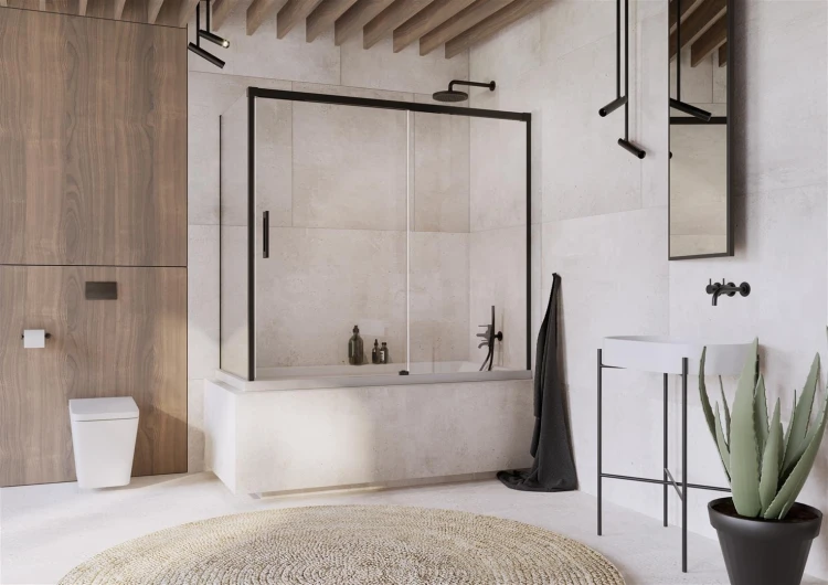 Zabudowa nawannowa Radaway Idea Black PN DWJ+S 180x80x150,5 prawa przejrzysta