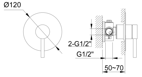 Bateria prysznicowa podtynkowa złota Axel Gold KOHLMAN QW220AGD