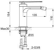 Bateria bidetowa stojąca Wexpo KOHLMAN QB130W