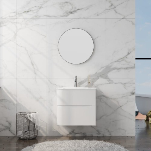 Szafka wisząca z umywalką szklaną Atlanta White 600 Lavita