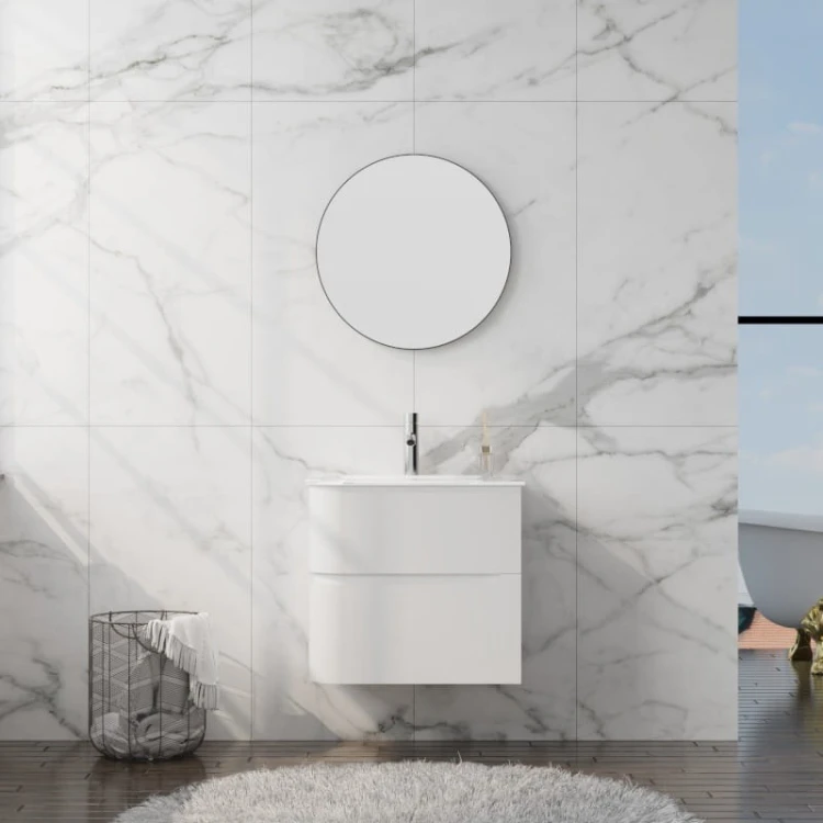 Szafka wisząca z umywalką szklaną Atlanta White 600 Lavita