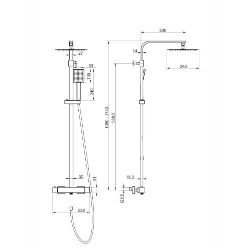Kolumna prysznicowa ango cmn02tbsl deszczownica 25 termostat stal szczotkowana