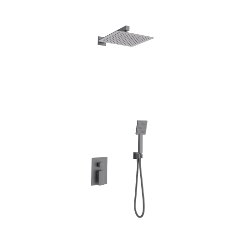 Zestaw prysznicowy ango z01mgm gunmetal z deszczownicą 25 cm, baterią podtynkową i prysznicem