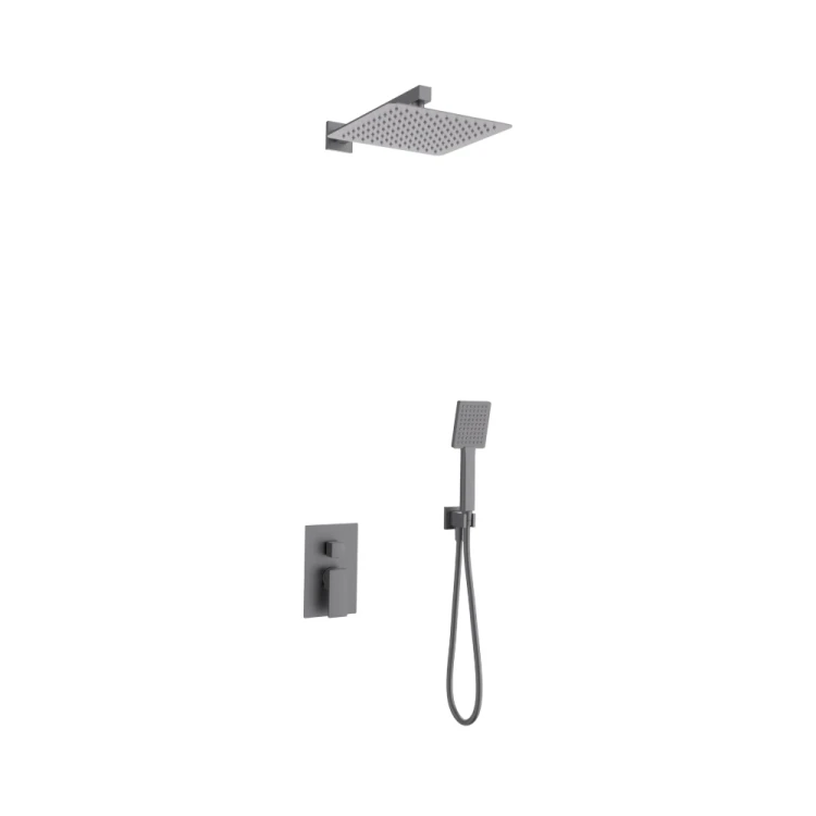 Zestaw prysznicowy ango z01mgm gunmetal z deszczownicą 25 cm, baterią podtynkową i prysznicem