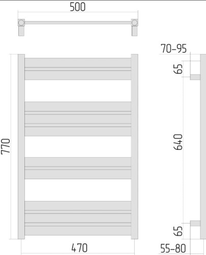 Grzejnik łazienkowy Sunerzha Lacerta 77x50 stal szczotkowana