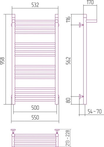 Grzejnik łazienkowy Sunerzha Bohemia P1 100x50cm stal polerowana