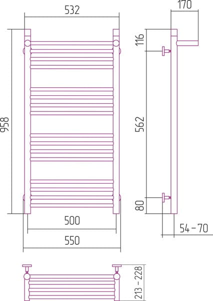 Grzejnik łazienkowy Sunerzha Bohemia P1 100x50cm stal polerowana