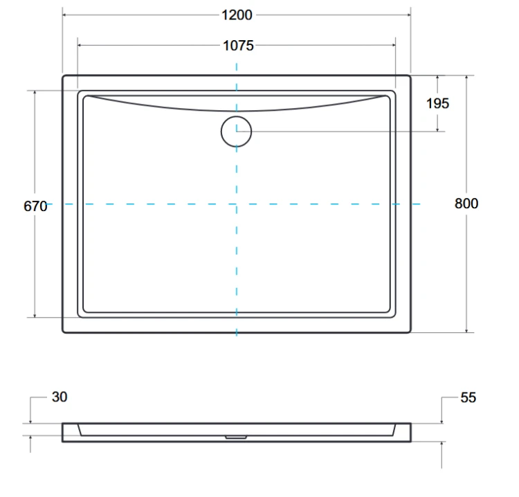 Brodzik prostokątny  biały Besco ALPINA SLIMLINE 120x80x3