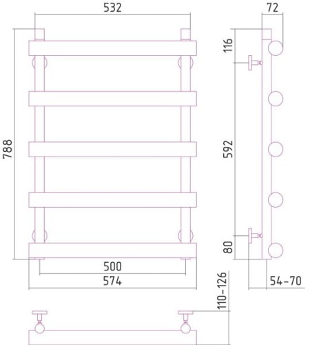 Grzejnik łazienkowy Sunerzha Atlant 80x50cm stal polerowana