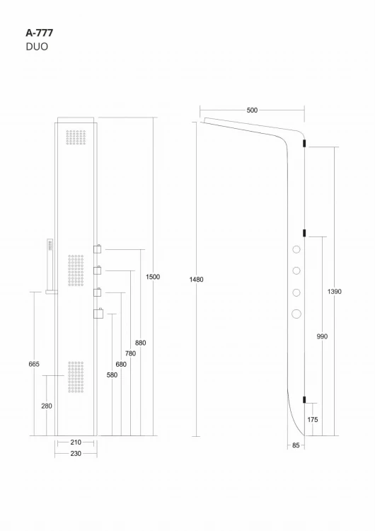 Corsan duo a777 biały z czarnym wykończeniem i termostatem