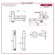 Bateria wannowa ścienna lugo cmz7541gl z zestawem natryskowym złoto