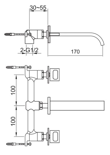 Bateria umywalkowa podtynkowa KOHLMAN Nexen-S SQW190U