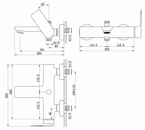 Bateria wannowa natynkowa KOHLMAN Proxima QW110P