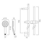 Zestaw prysznicowy z drążkiem VADO złoty szczotkowany
