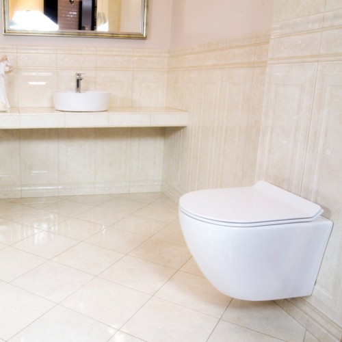 Miska wisząca LAVITA SOFI SLIM bezkołnierzowa + deska