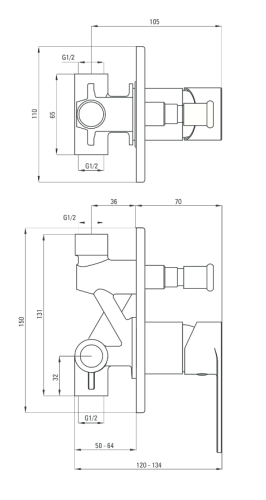 Deante Alpinia Bateria natryskowa podtynkowa z przełącznikiem natrysku