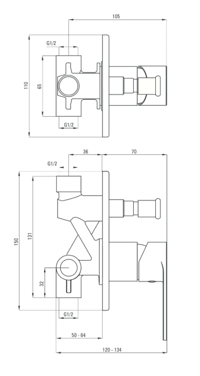 Deante Alpinia Bateria natryskowa podtynkowa z przełącznikiem natrysku