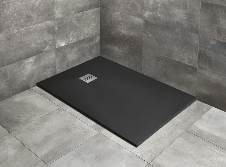 Outlet Brodzik czarny prostokątny Kyntos F 140x80 Black Radaway