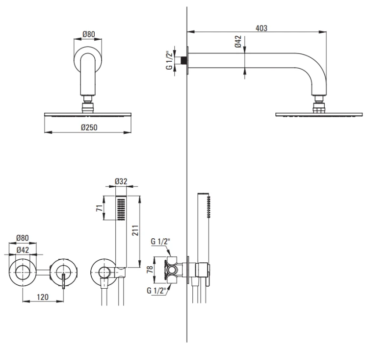 Zestaw prysznicowy podtynkowy bianco biały Silia Deante