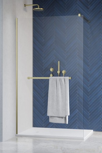Kabina walk-in Radaway Modo New Brushed Gold II z wieszakiem