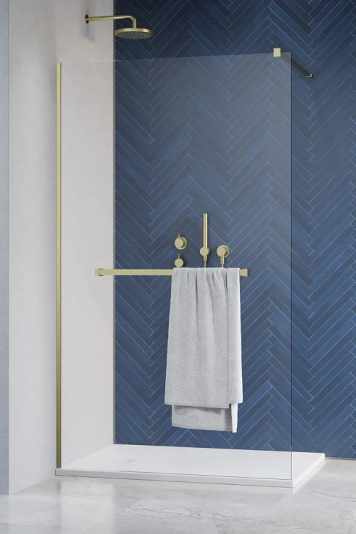 Kabina walk-in Radaway Modo New Brushed Gold II z wieszakiem