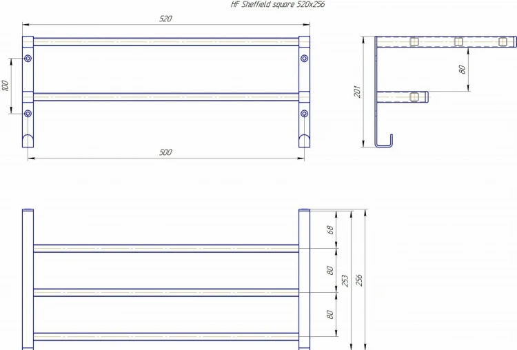 Półka ścienna HF Sheffield 52x25,6 square biały mat Hygge Family