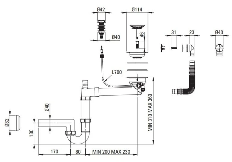 Zlewozmywak szklano-granitowy 1-komorowy z ociekaczem Andante Glass