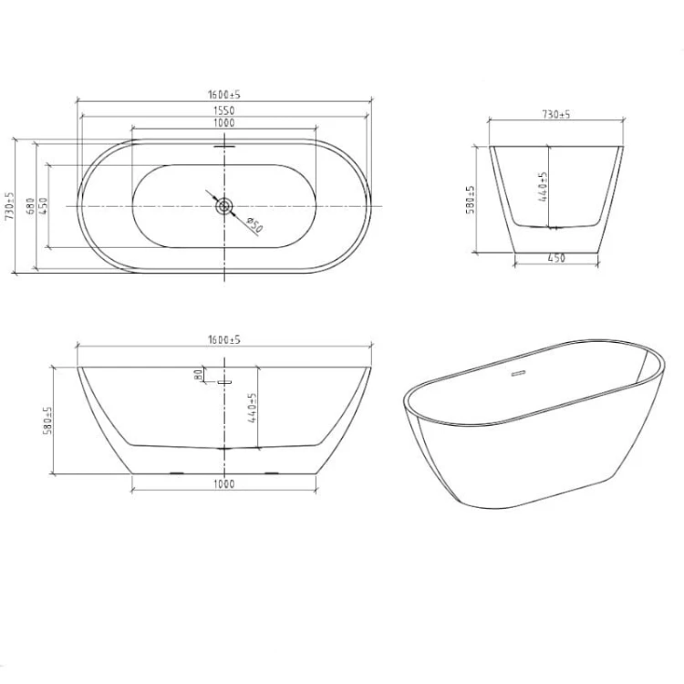 Wanna wolnostojąca Irun 1600 Lavita