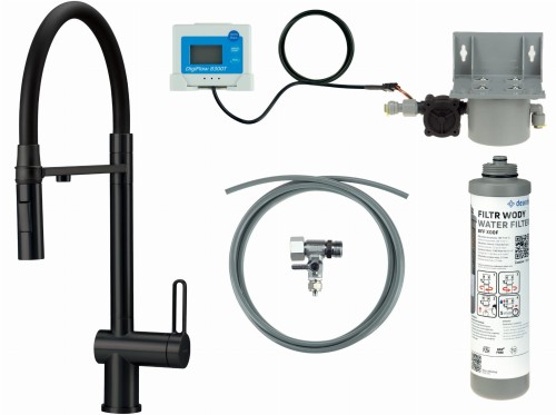 Bateria kuchenna z zestawem do filtracji wody  z elastyczną wylewką