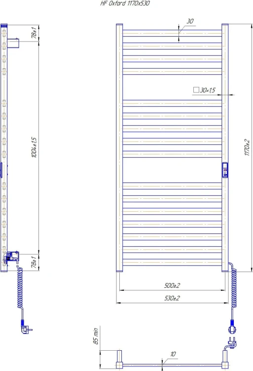 Grzejnik elektryczny suchy HF Oxford 117x53 biały mat Hygge Family