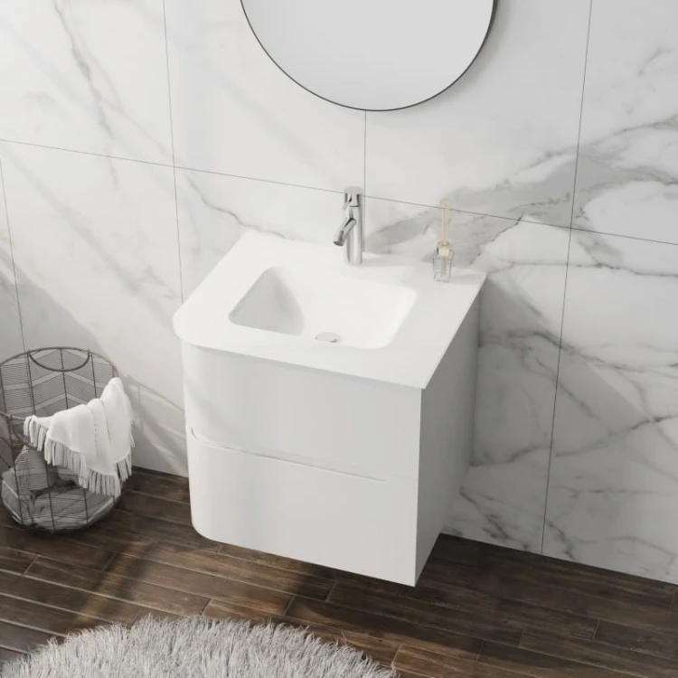 Szafka wisząca z umywalką szklaną Atlanta White 600 Lavita