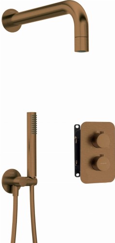 Zestaw prysznicowy podtynkowy z BOXem szczotkowany brąz Deante