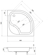 Brodzik półokrągły Besco DIPER I -PMD 90x90x24