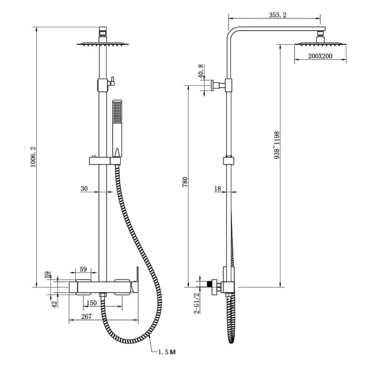 Natynkowy zestaw prysznicowy z deszczownicą Aquila Chrome Lavita