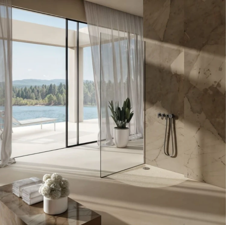 Brodzik półokrągły LIBRA CASHMERE STONE 80x80 Schedpol Schedline, kaszmir