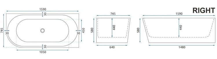 Wanna akrylowa narożna Sydney Bellanto 160 Rea prawa