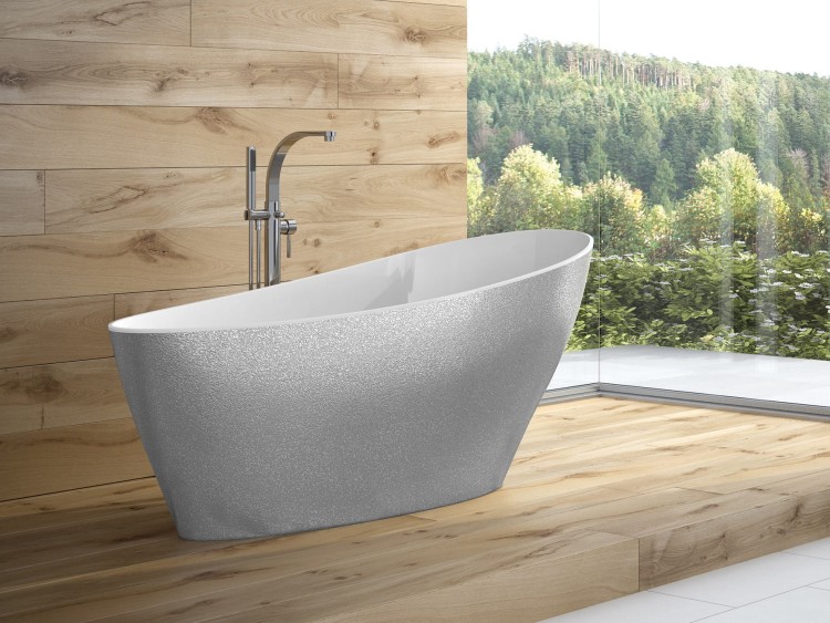 Wanna wolnostojąca Besco Keya Glam 165x70 srebrna