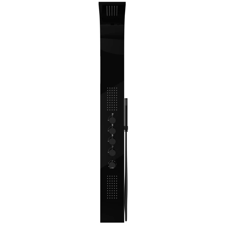 Panel prysznicowy corsan samsara termostat czarna stal deszczownica led