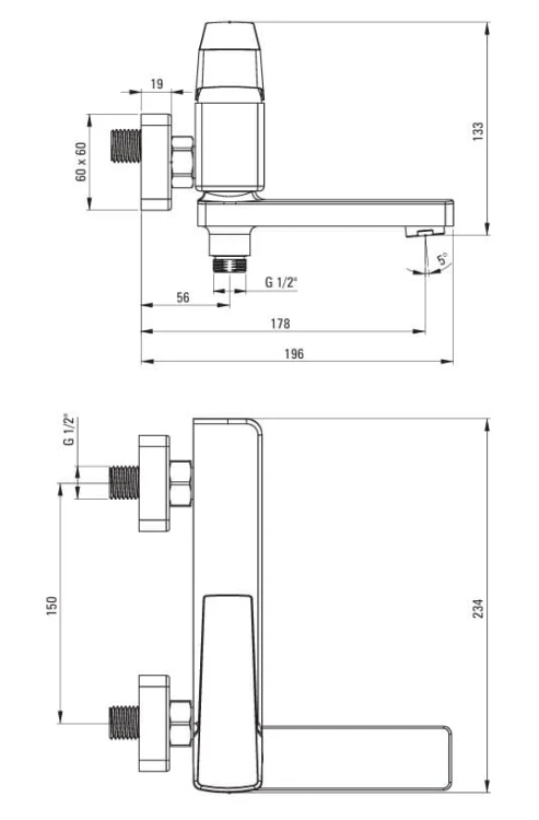 Bateria wannowa ścienna ze składaną wylewką nero czarna Blur Deante